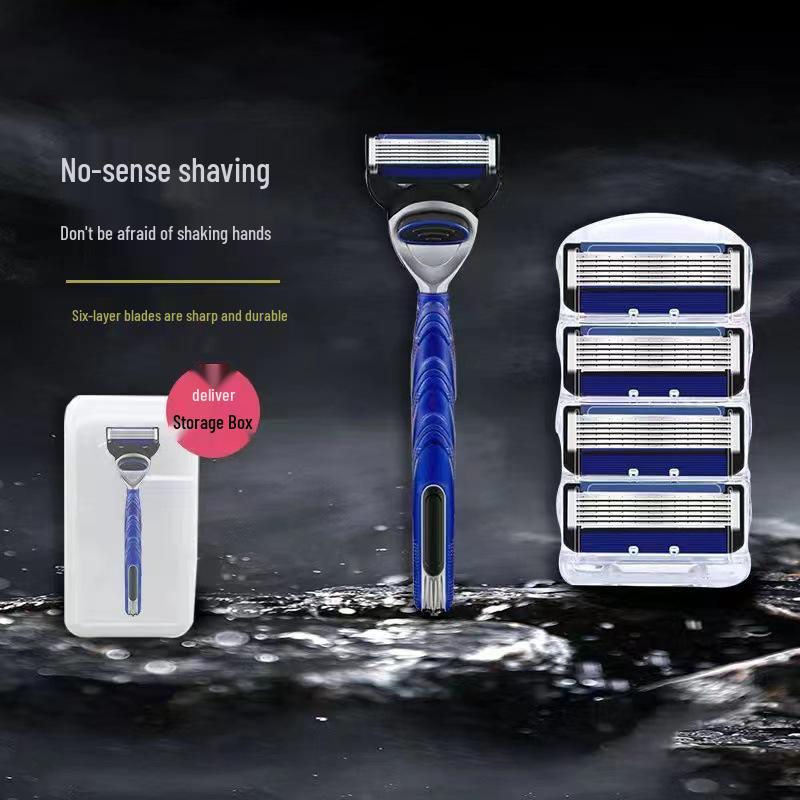 Geely Men's 6-Layer Manual Razor Blades - Universal Shaving for Beard, Knife, and 5-Layer Razor Compatibility