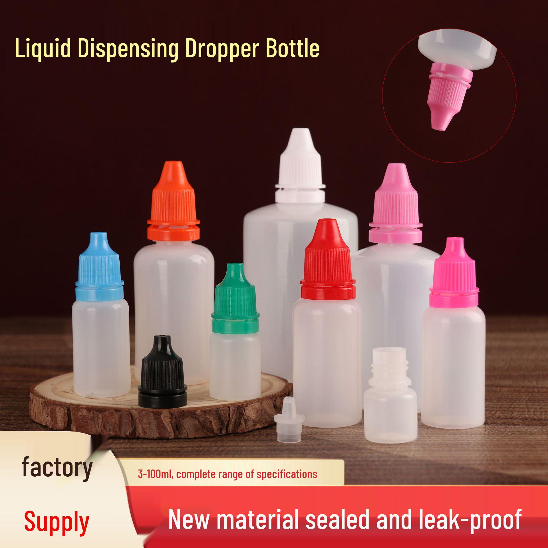 Assorted PE Dropper Bottles - 10, 15, 20, 50ml Plastic Squeeze Bottles for Ink Samples and Dispensing 3ml; Translucent