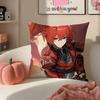 Game Genshin Diluc Cushion Cover Pillowcase Short Plush Invisible zipper Room Sofa Cushion Cover