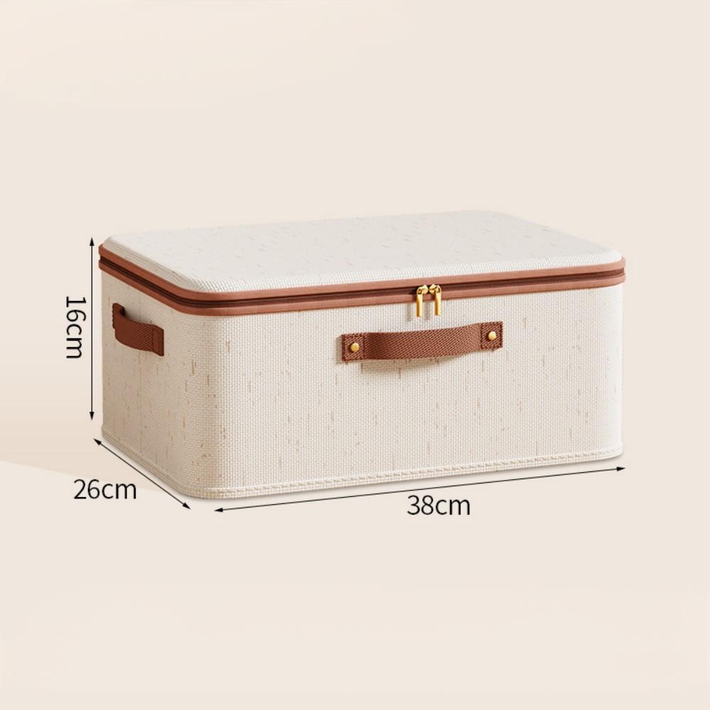 With Rivets Storage Box Linen Large Capacity with Lid Zipper Home Handheld Clothes Trousers Dormitory Wardrobe Organiser Bin