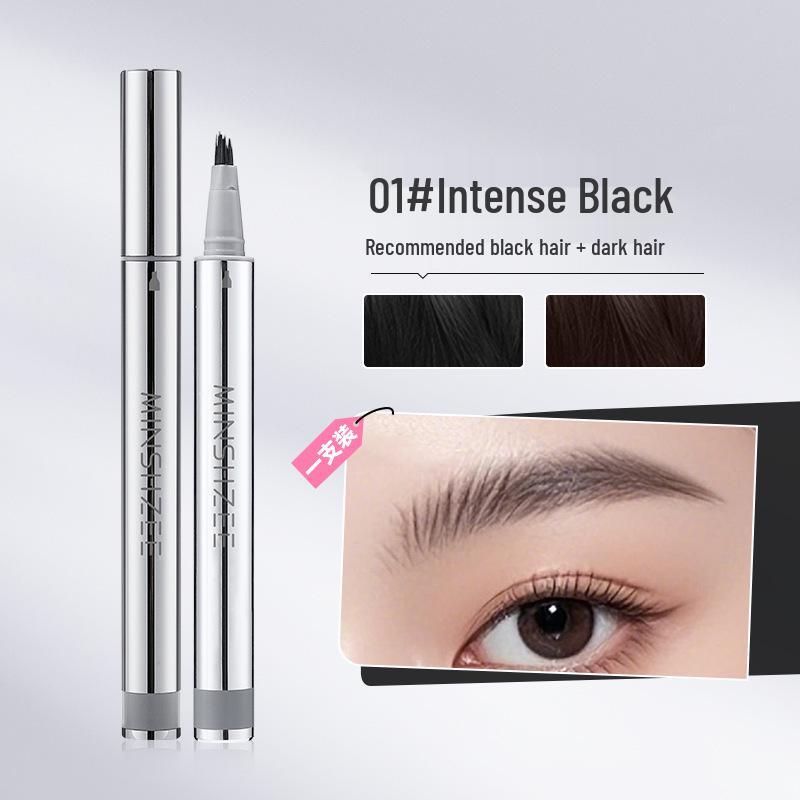 Mingxizhi Waterproof Long-Lasting Eyebrow & Eyeliner Pencil with Multi-Pronged Brush for Defined, Sweatproof Results