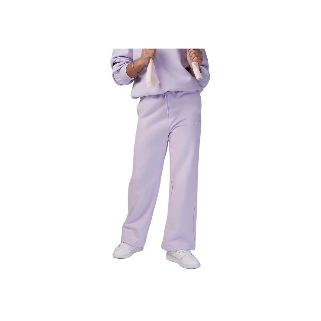 Jordan Icon Play Solid Color Lace-Up Fleece Wide-Leg Knitted Sports Pants Kids Bottoms Frost-Purple FV2626-558