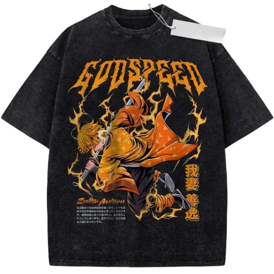 T Shirt Sports T Shirt Short Sleeve T Shirt Black Unisex Pure Cotton Washed Vintage Gundam Anime RX Robot Print