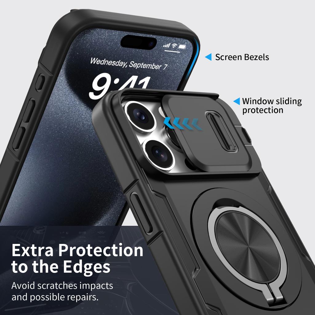 Dual Layer Strong Case for Iphone 17 Pro Max 12 13 14 15 Plus 16 Pro Max Iphone17 for Magsafe Kickstand Ring Holder Cover