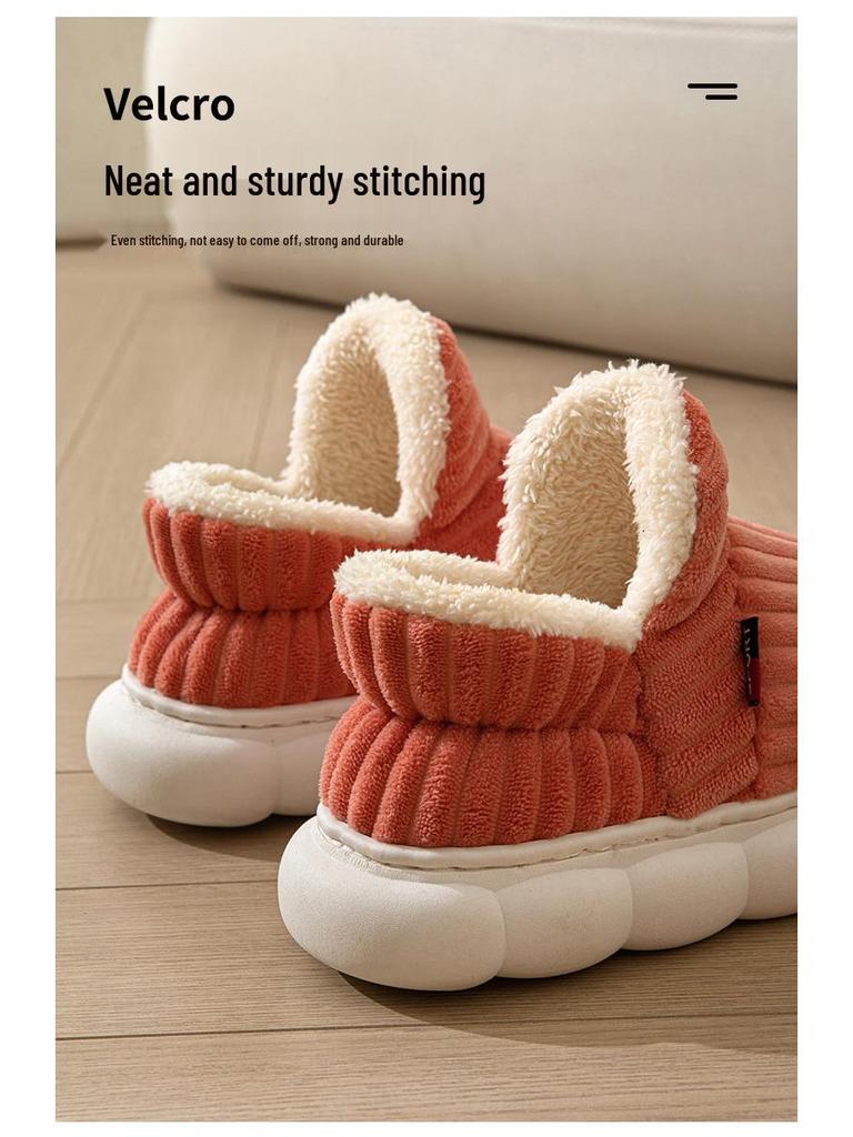 Men's and Women's Velvet-Lined Non-Slip Cotton Slippers for Indoor/Outdoor Use