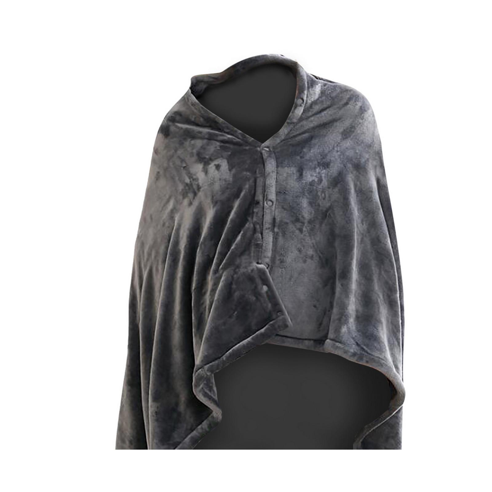 

Электрическое одеяло с подогревом, зарядка через USB, подогреваемая шаль на молнии, теплая шаль из кораллового флиса с 3 уровнями нагрева для путешествий в машине и дома One Size серый