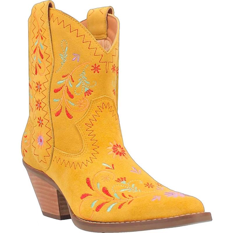Women Ankle Short Boots Round Toe Thick High Heels Embroidery Flower Western Cowboy Boots Ladies Fashion Shoes Winter 46