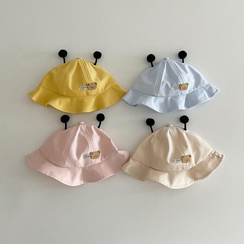 Cute Cartoon Baby Bucket Hat Summer Wide-brim Fisherman Cap for Toddler Boy Girl Solid Color Kawaii Kids Panama Sun Hats