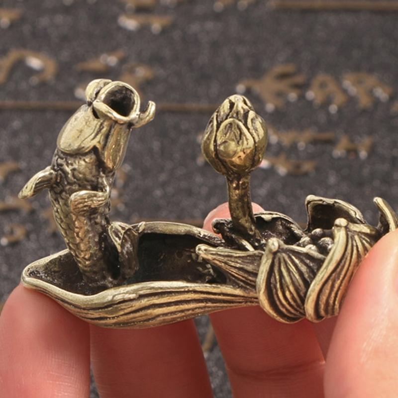 Antique Alloy Incenses Stick Burners with Flower and Carp Fish Figurine For Serenes Meditations Space Office Decors Use