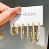 3 Pairs Full Shiny Rhinestone Hoop Earrings For Women Gold Color Sparkling Exaggerated Circle Earring Simple Luxury Jewelry Gift