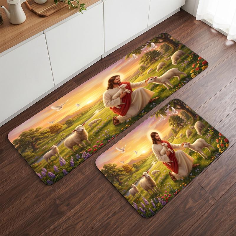 Sacred Art (1) Flannel Kitchen Mat Soft Anti-Slip Kitchen Floor Runner Rug Kitchen Rug for Home Kitchen Decor
