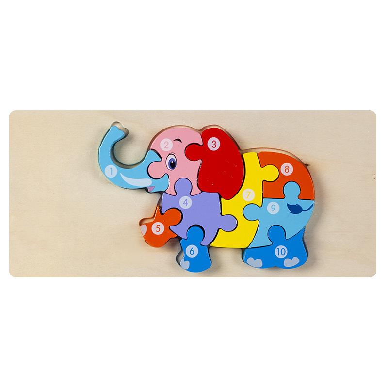 3D Wooden Buckle Puzzle: Educational Toy for Early Learning - Numbers, Transportation, and Animal Blocks
