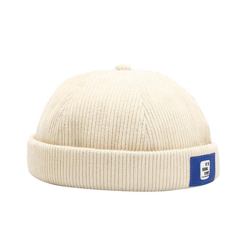 Early Autumn Label Letter Corduroy Melon Skin Hat Men's Street Retro Yuppie Hat Korean Version Trendy Brand Hip-hop Landlord Hat Women