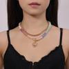 Layered Necklace for Women Heart Pendant Colorful Acrylic Beaded Choker Summer Beach Boho Accessory