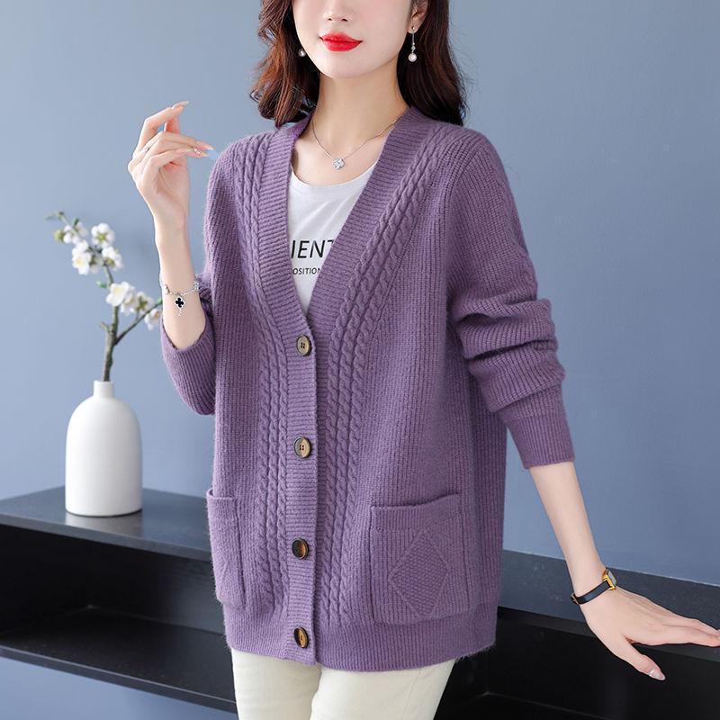 Cardigan Lavorato a Maglia Autunnale Capispalla Maglione Lavorato a Maglia Top Taglia Plus Maglione Giacca Primaverile e Autunnale