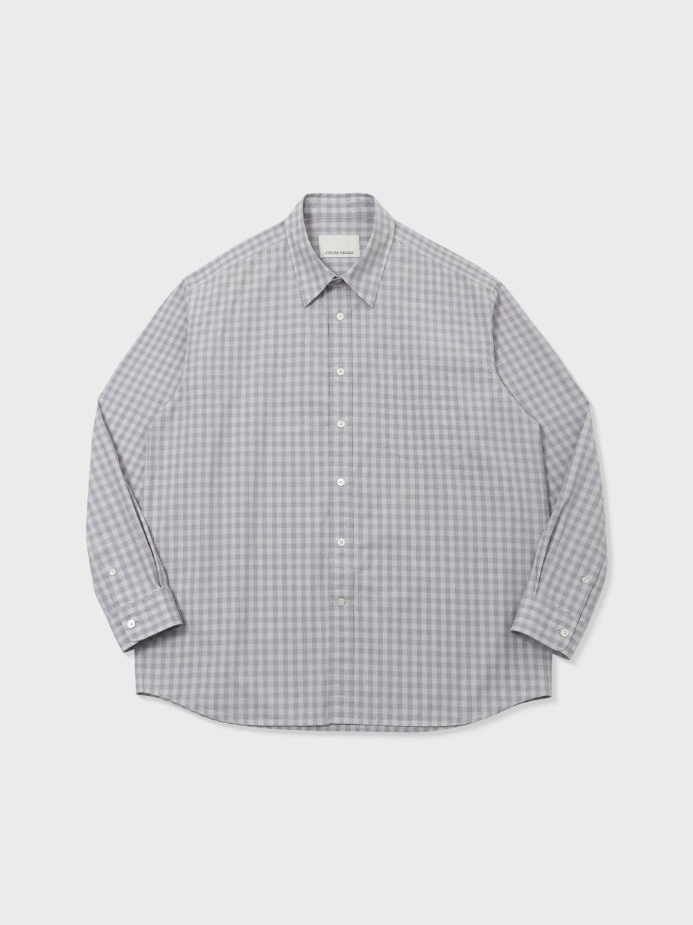 Atelier Deldio Cotton Gingham Comfort Shirt (Grey) M