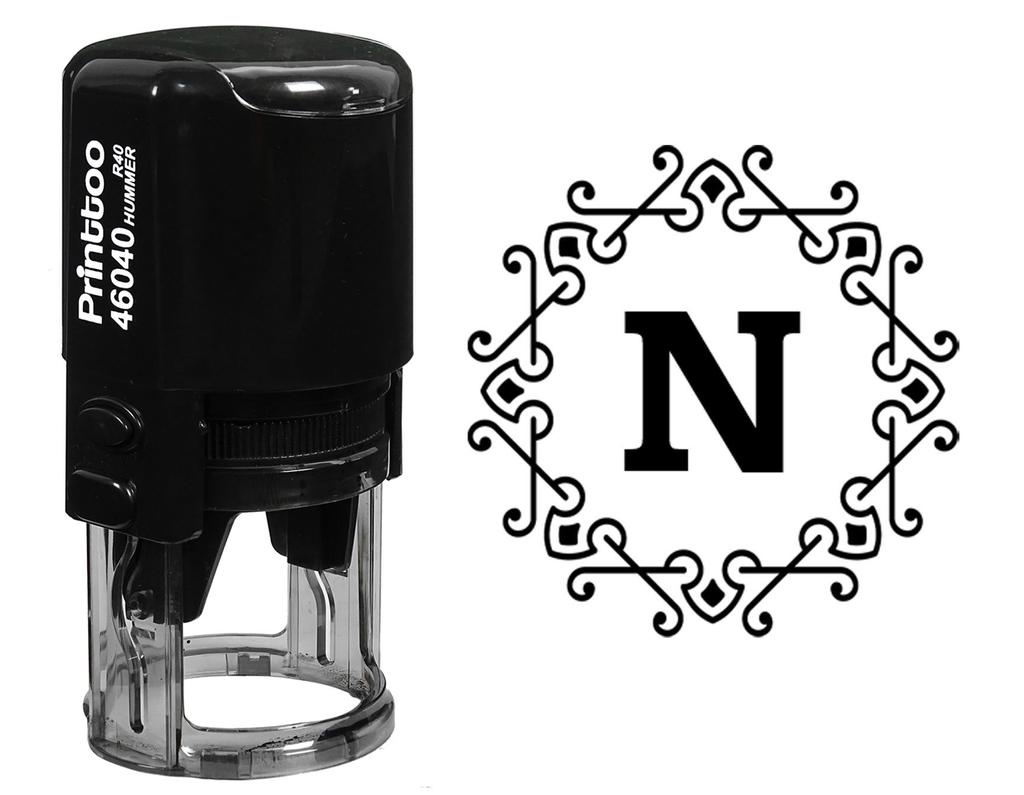 Printtoo Self Inking Octagon Celtic Swirl Frame Alphabet N Monogram Initial Office Stationary R-40 Rubber