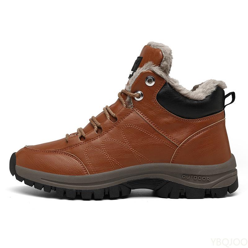 Men's Winter Warm Plus Cotton Boots Velvet Waterproof Snow Boots Men's Non-slip Hiking Shoes Casual Comfort Male Shoes Botas
