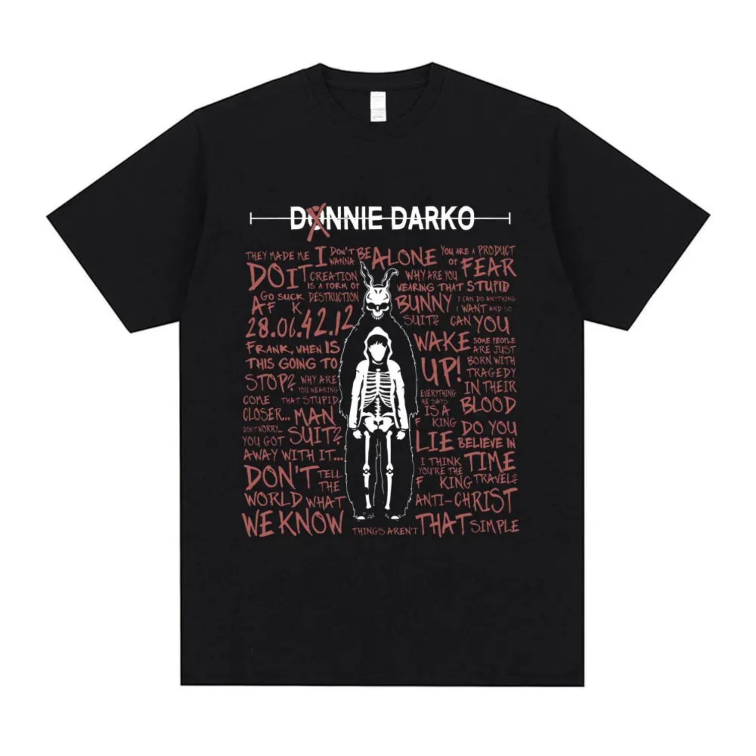 

Movie Donnie Darko Graphic T Shirt Men Casual Cotton Oversized T-shirt Man Gothic Rock Classic Vintage Short Sleeve Tshirt XXXXXL чорний