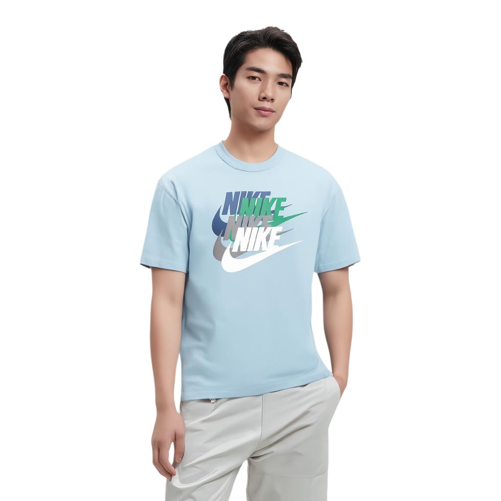 Nike Alphabet Logo Print Breathable Sports Short Sleeve T-Shirt Men Tops Blue DV3317-494