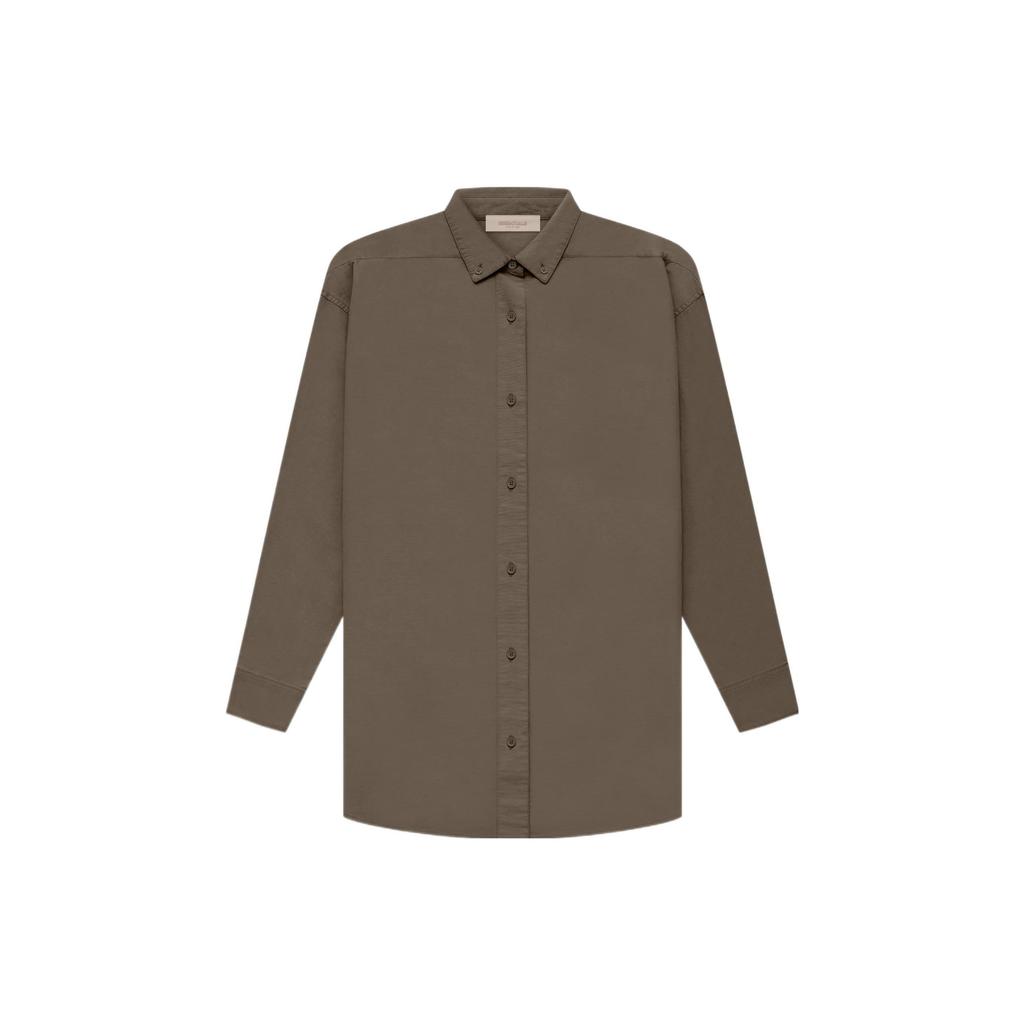Fear Of God Essentials FW22 Long Sleeve Oxford Shirt Women tops Wood-Brown FOG-FW22-611