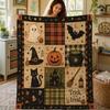 Halloween Flannel Blanket, 3D Printed Anime Ghost Throw Blanket, Skin‑Friendly for Bedroom Sofa, Multiple Size Single Twin King