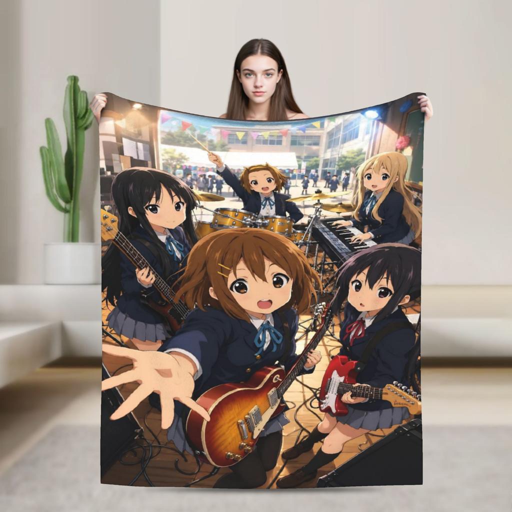 Comfort K-On! K-On Girls Anime Blanket Merch Home Decorative Throws And Blankets Lightweight Thin Fleece For Outdoor