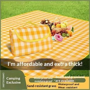 Thickened Waterproof & Moisture-Proof Foldable Portable Picnic Mat with Oxford Cloth for Camping & Beach Outdoor Use