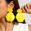 1 Pair Multi-Color Flower Stud Earrings Large Fabric Floral Earring Gentle Fresh Drop Earrings Simulated Floral Earrings