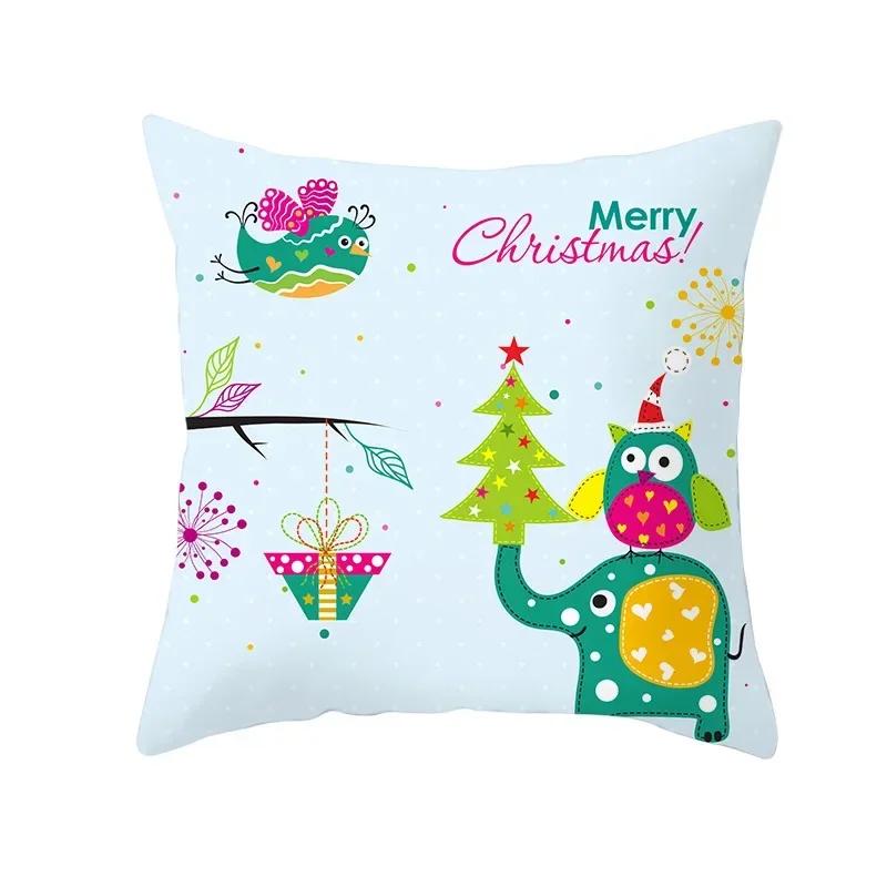 Polyester Fiber Green Series Christmas 2024 Pillow Cover Sofa Cushion Home Decorative Pillows Cover