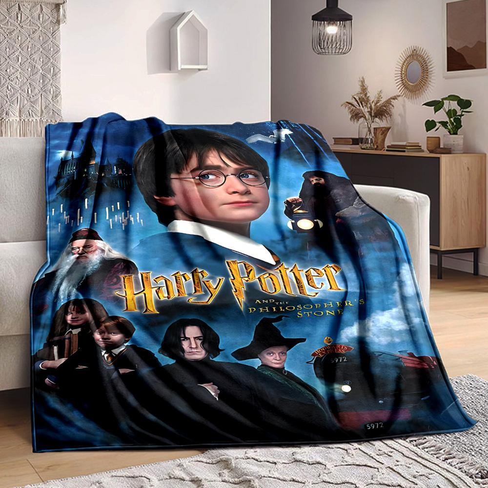 1pc Harry Potter Flannel Throw Blanket - HD Printed Lightweight Soft Warm All-Season Blanket for Sofa, Bed, Travel, Camping 060