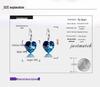 Korean Ocean Heart Blue Crystal S925 Silver Women's Earrings