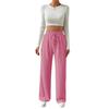 2024 Women's Textured Knit Wide-Leg Pants - Elastic High Waist, Tie Waist, Solid Color, Casual Loose Fit