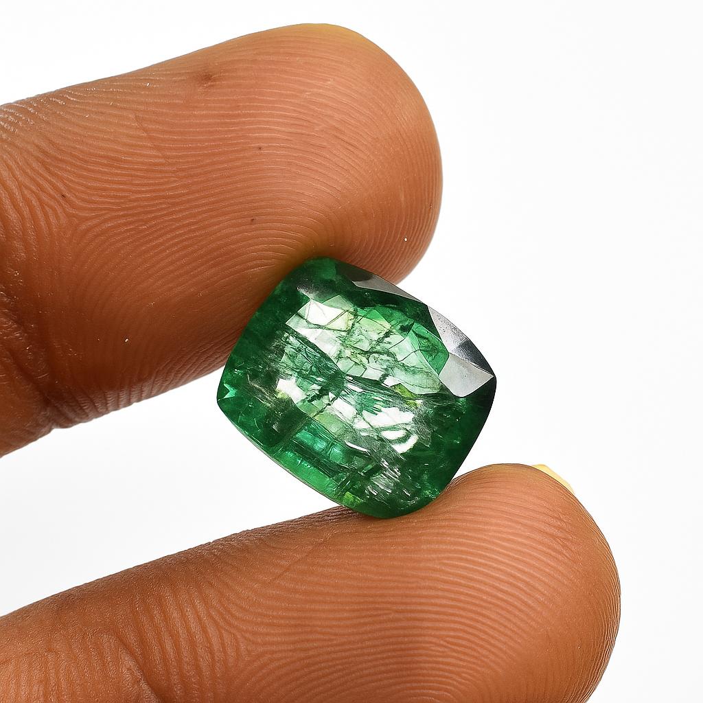Natural Green Emerald Loose Gemstone Unique Cushion Cut 6.45 ct for Jewelry Making and Crafts