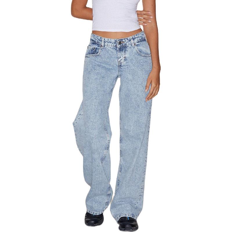 2026 New Women s Fashion Trend Straight-Leg Jeans Simple Casual Pants XS светло-синий