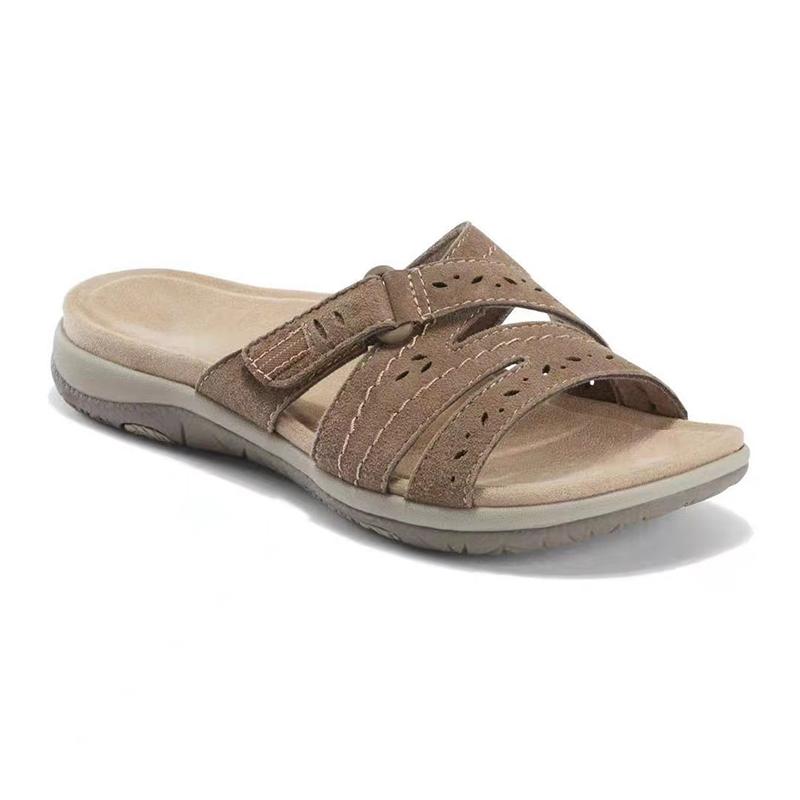 Sandals Hollow Out Hook-And-Loop Design Flat Shoes Sandalias Women's Summer Woman Orthopedic Comfy Premium Round Toe