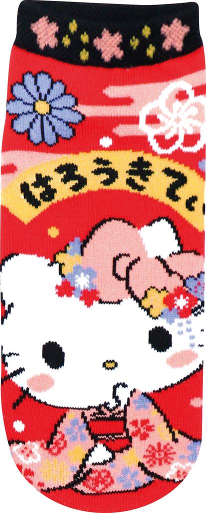 Planning Character Jacquard Japanese Hello Adult Size JGS0850 J's Socks, Sanrio, Women's, Pattern, Kitty, Hanabiyori, (Sizes 22-24cm),