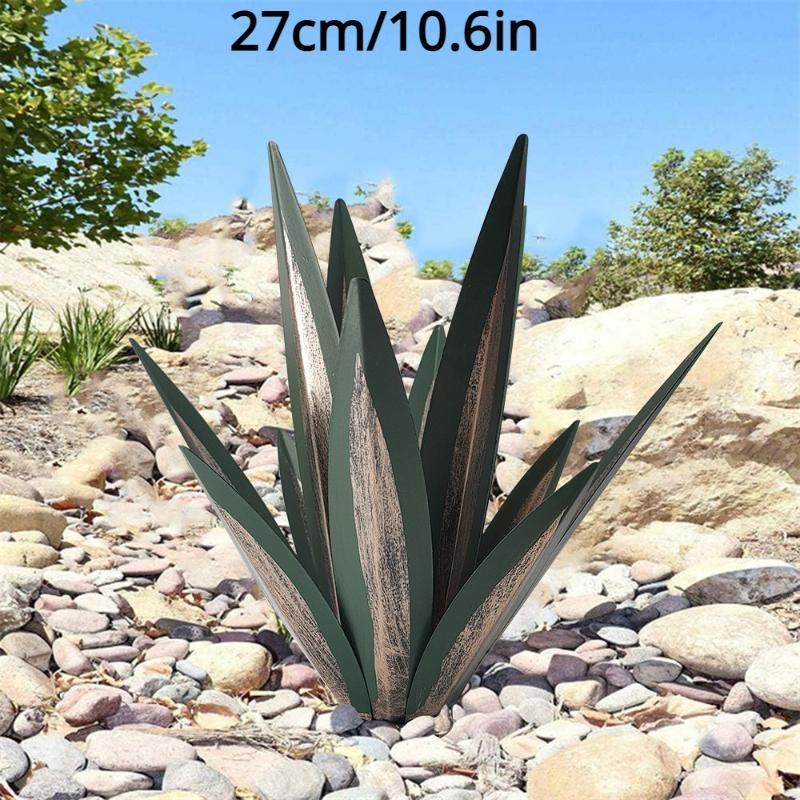 27cm/10.6in Tequila Rustic Sculpture Metal Agave Plant Home Decor Rustic Hand Painted Garden Ornaments
