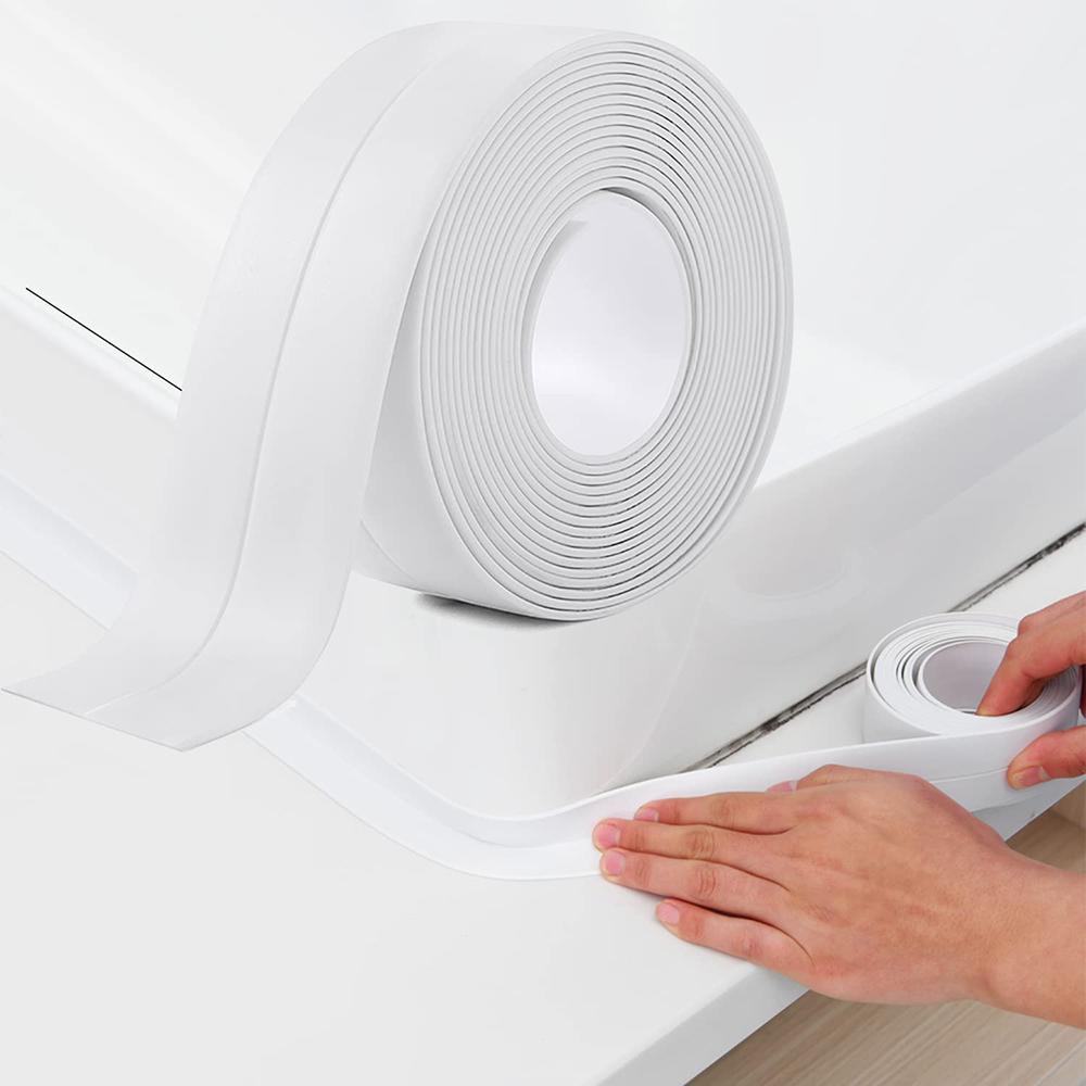 3,2 m Taśma uszczelniająca do łazienki i kuchni, pasek uszczelniający, odporny na pleśń, samoprzylepny pasek uszczelniający z PVC, uszczelniacz do płytek prysznicowych, klej uszczelniający