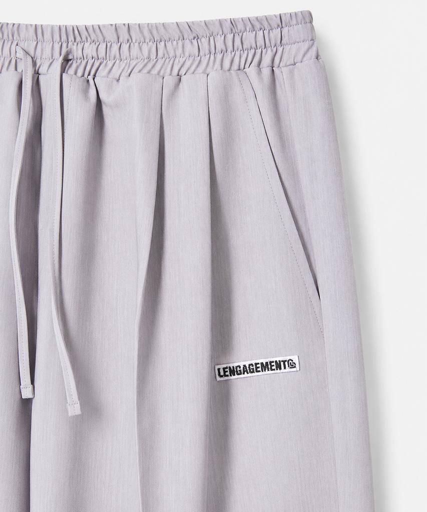LENGAGEMENT Two-Pleated Wide Elastic Waist Slacks [Light Gray]