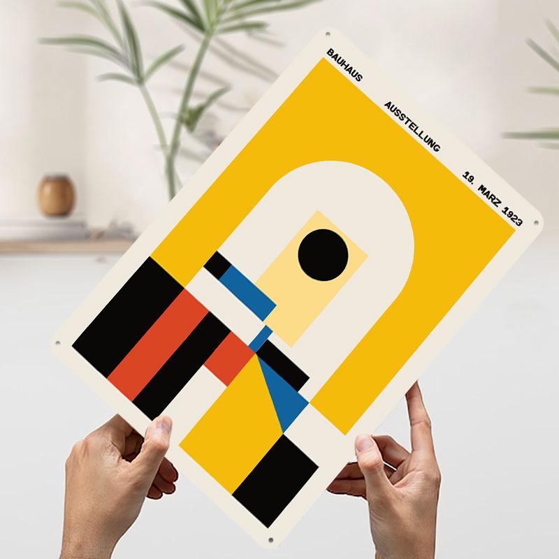 

Bauhaus Geometric Art Print Tinplate Poster Customized Wall Art Vintage Retro Metal Signs for Gamer Decoration Room Coffee Bar 7.9x11.8In(20x30cm)