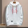 Men Autumn Hoodie Solid Color Letter Pattern Hooded Hat Long Sleeves Loose Streetwear Elastic Cuff Warm Winter Hoodie Men Clothes
