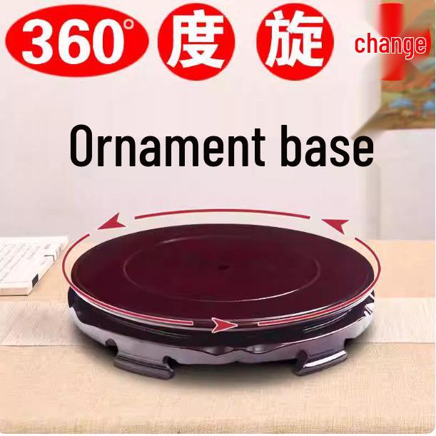 360° Rotating Antique Red Wood Carving Display Stand
