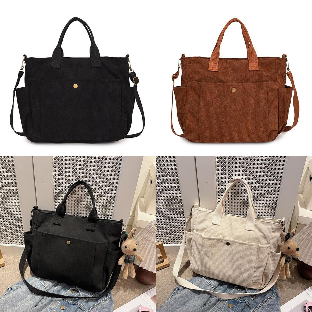 Canvas Tote Bag For Women With Inner Zip Pockets And Adjustable Strap For Casual Travel