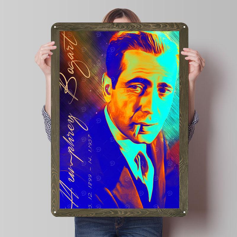 Хамфри Богарт Жестяные таблички Кинопостер Украшение для спальни Гостиная Индивидуальная металлическая табличка для настенного декора Wand Deko 20x30cm（7.8x11.8inch）