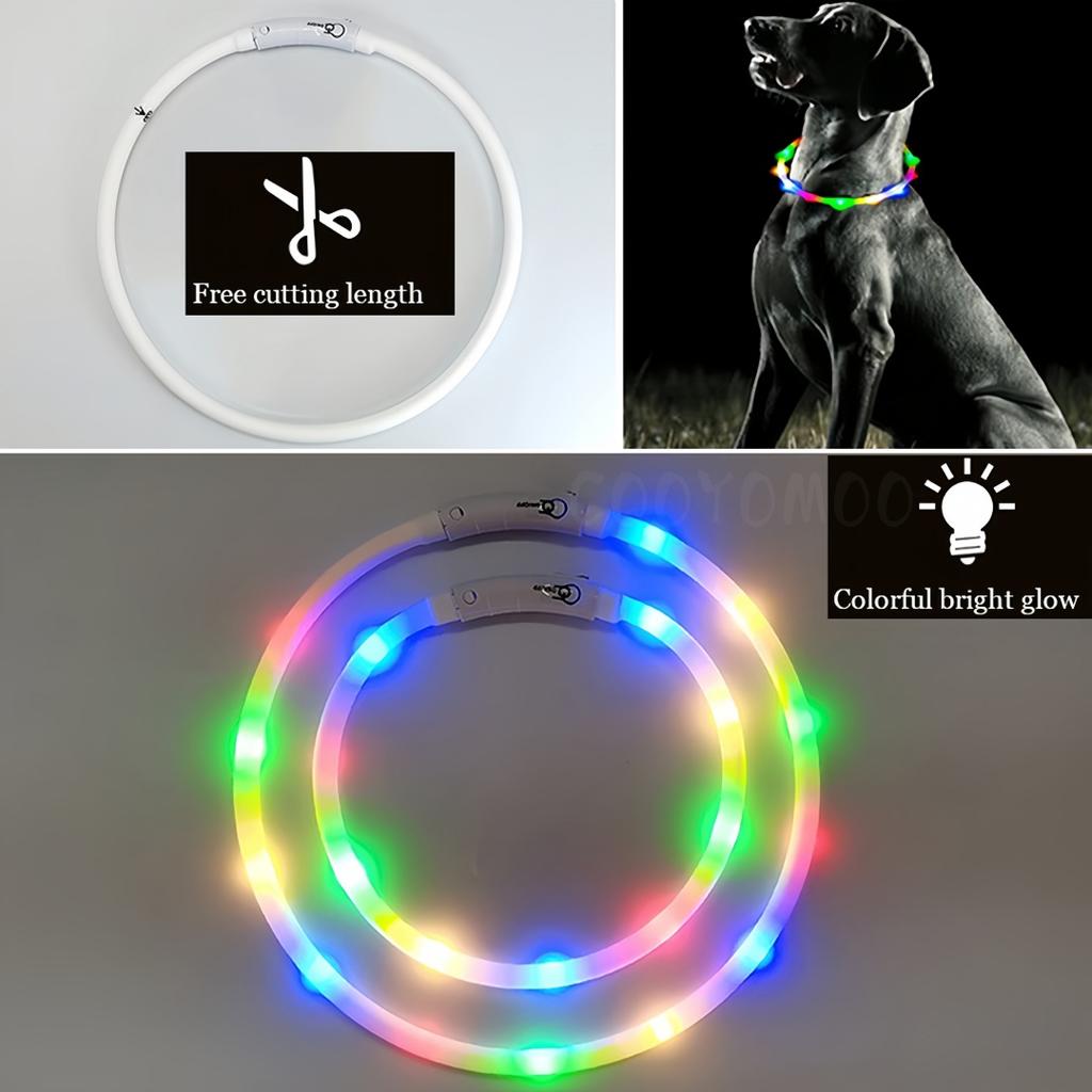 Led Luminous Dog Collar 4 Flashing Modes Multi-color Light Up Soft Silicone Glowing Light Dog Necklace for DogsCat Walking Night 3