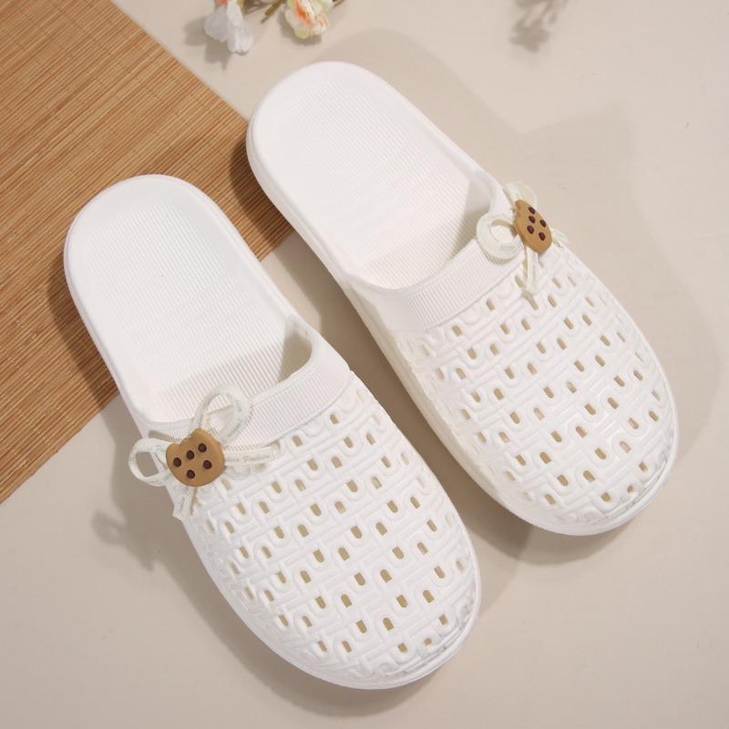 

Fashion Baotou Sandals Summer New Round Head Deep Mouth Butterfly Knot Soft Bottom Non-slip Wear-resistant Beach Slippers 41