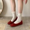 Nei Zeng~ Bow Light Mouth Single Shoes Women's Spring and Autumn Gentle Pink Soft-soled Ballet Shoes