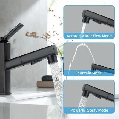 3 Patterns Pull Out Taps Faucet with Pull Down Spray Bathroom Kitchen Faucet   Bathroom Sink
