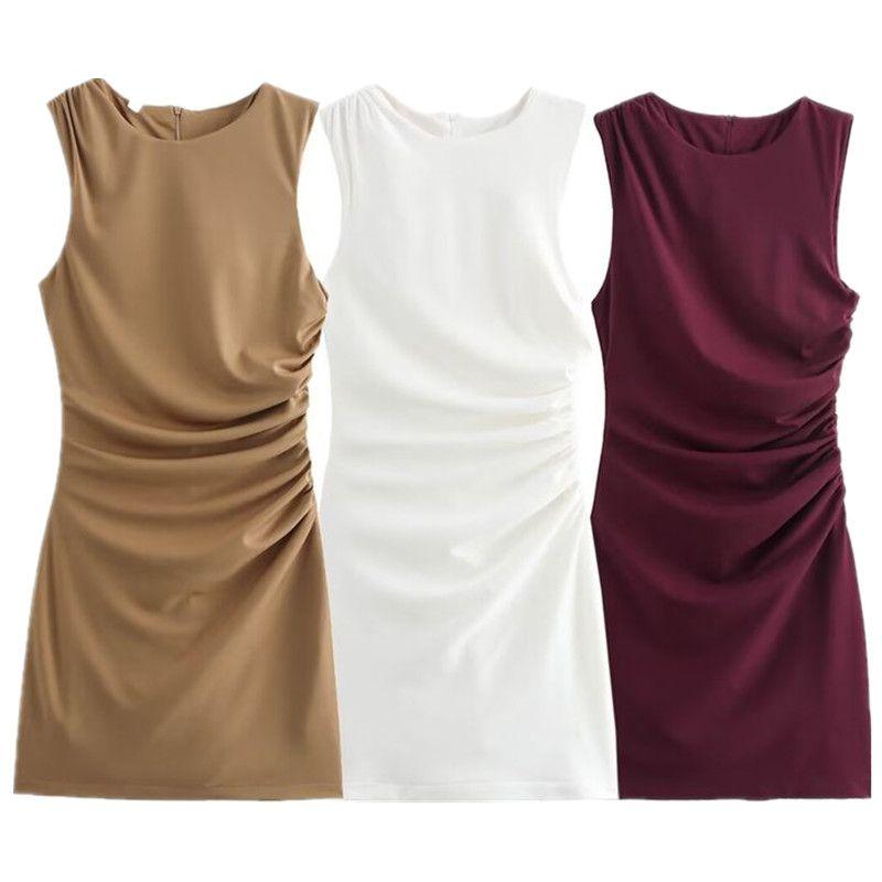 Fashion Wind 2024 New Fall Women's Clothing Stylish Three Colors Knitting Ruched Decoration Dress 4772250